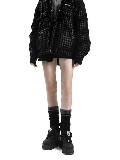 ANYQUESTION Black And White Letter Jacquard Plush Fuzzy Women&