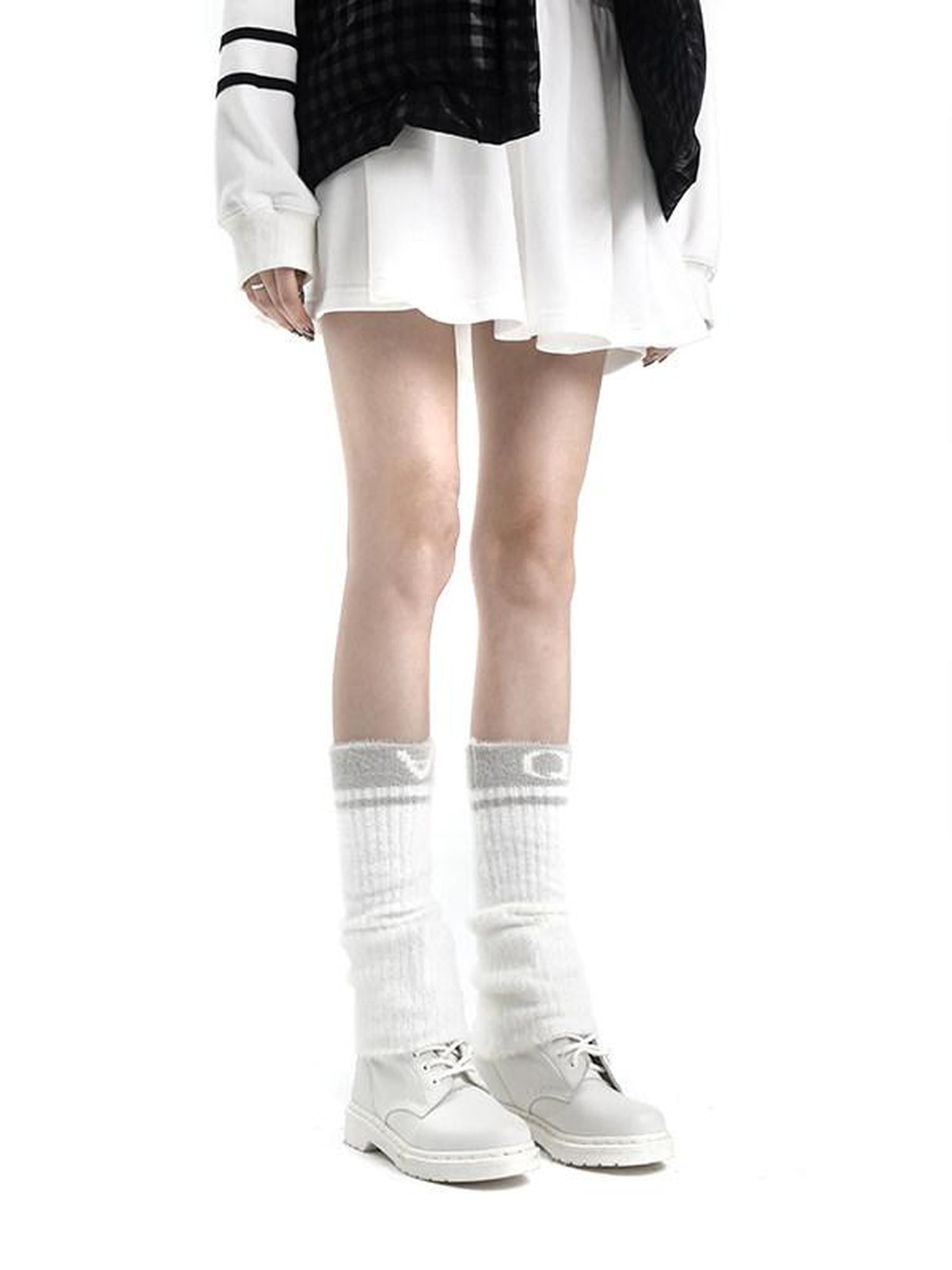 ANYQUESTION Black And White Letter Jacquard Plush Fuzzy Women&