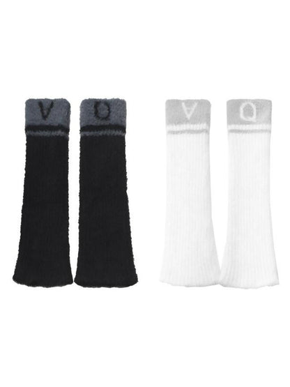 ANYQUESTION Black And White Letter Jacquard Plush Fuzzy Women&