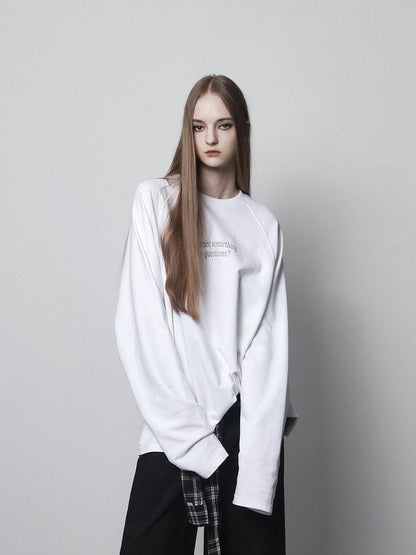 ANYQUESTION Black And White Oversized Letter Print Women&