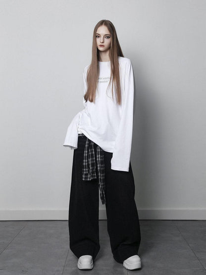 ANYQUESTION Black And White Oversized Letter Print Women&