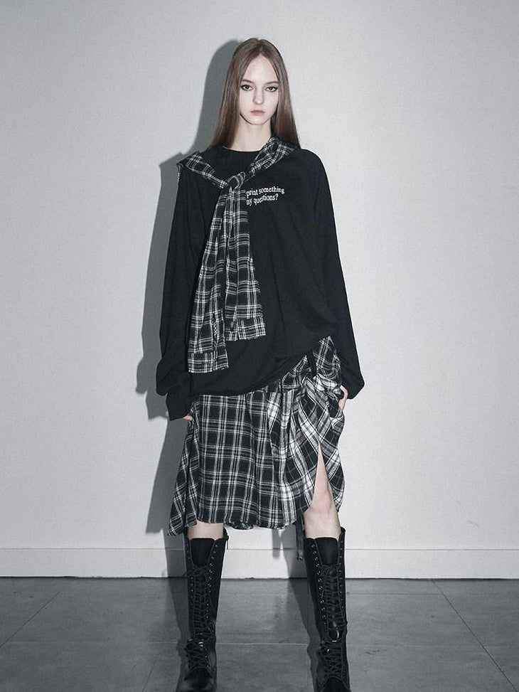 ANYQUESTION Black And White Oversized Letter Print Women&