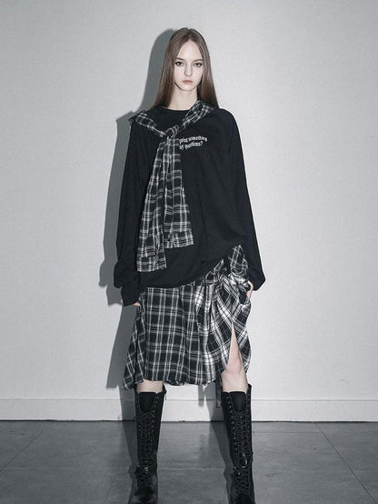 ANYQUESTION Black And White Oversized Letter Print Women&