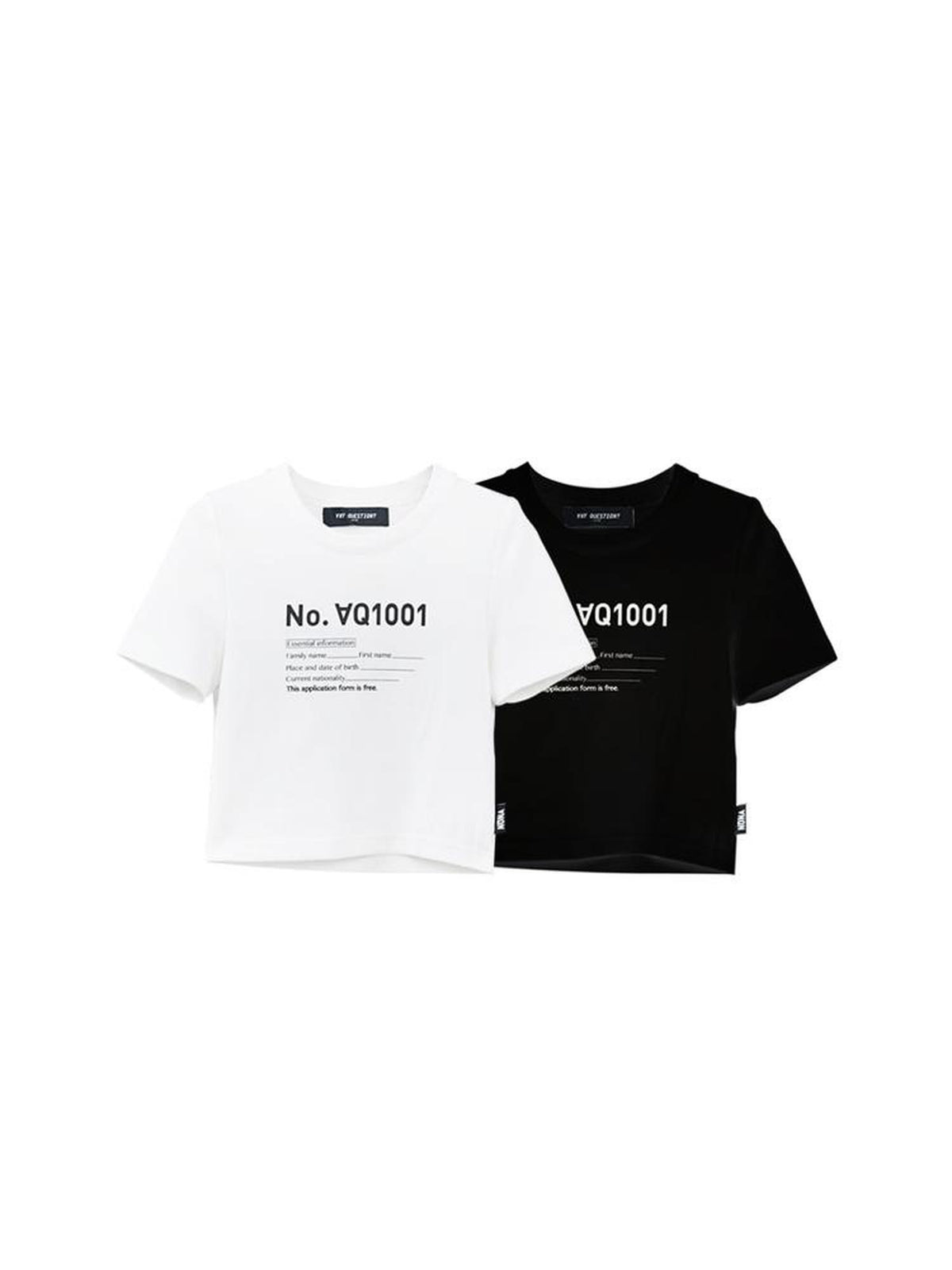 ANYQUESTION Black And White Printed Stretch Slim Fit Short Sleeve Women&