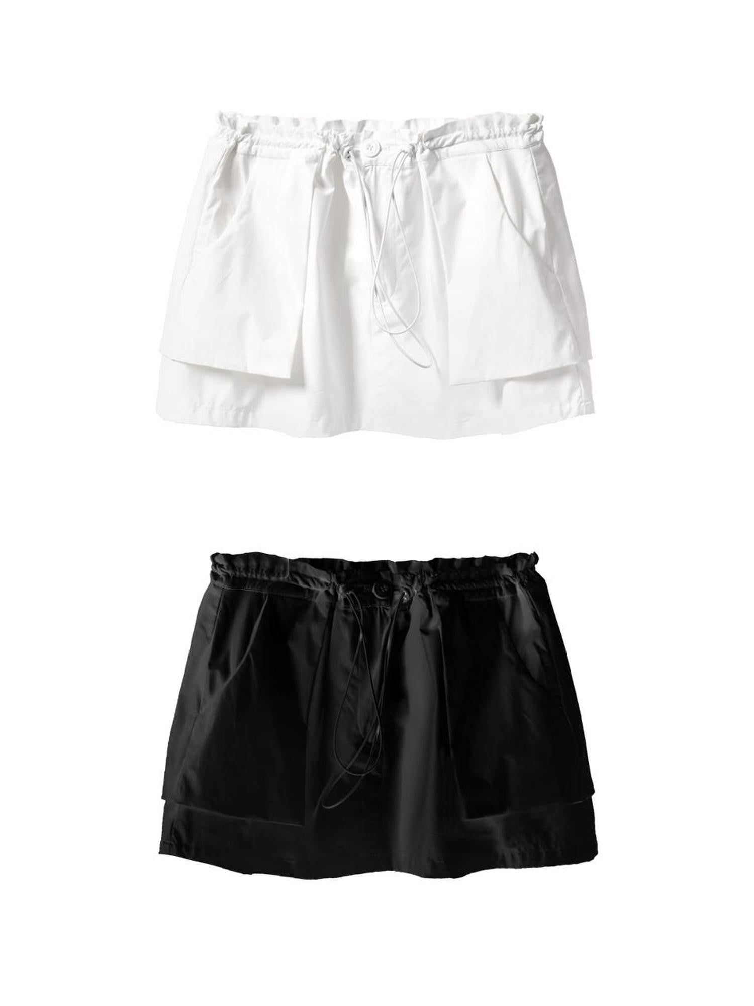 ANYQUESTION Black And White Ribbon Drawstring Elastic Waist Women&