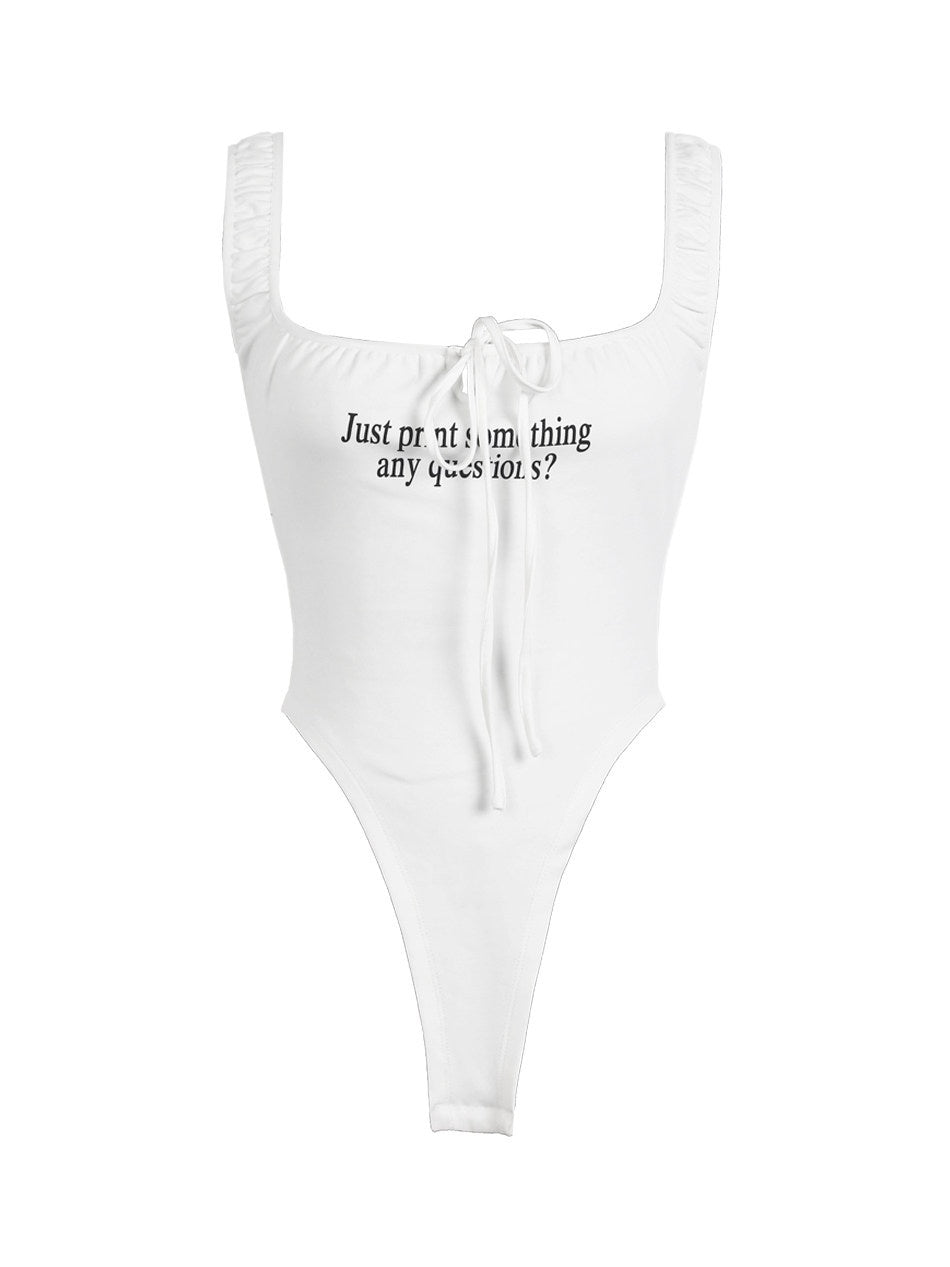 ANYQUESTION_Black_And_White_Ruched_Letter_Print_High_Cut_Tie_Women&