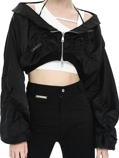 ANYQUESTION Black And White Ruched Shell Convertible Women&