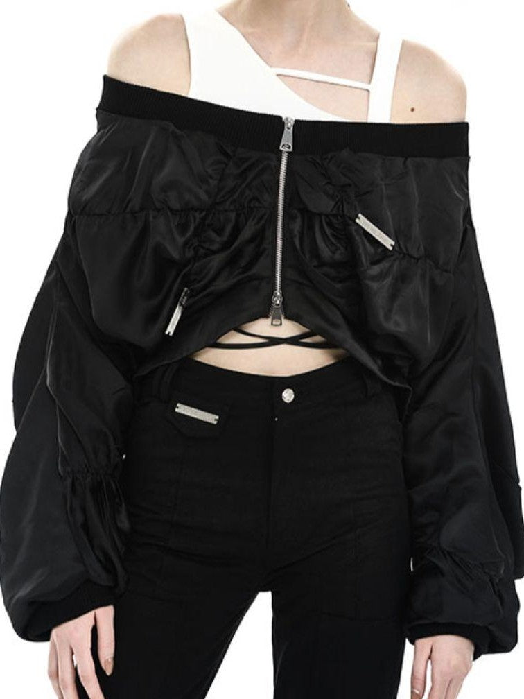 ANYQUESTION Black And White Ruched Shell Convertible Women&
