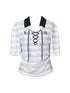 ANYQUESTION_Black_And_White_Striped_V-neck_Tie_Ruched_Women&