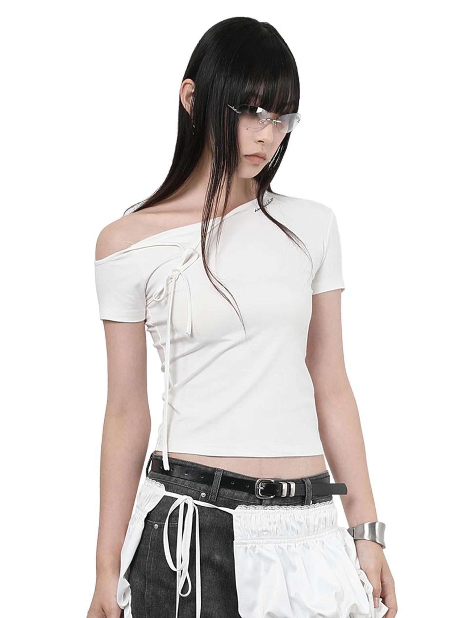 ANYQUESTION Black And White Tie Two Way Slim Women&