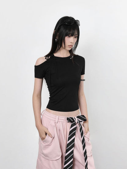 ANYQUESTION Black And White Tie Two Way Slim Women&