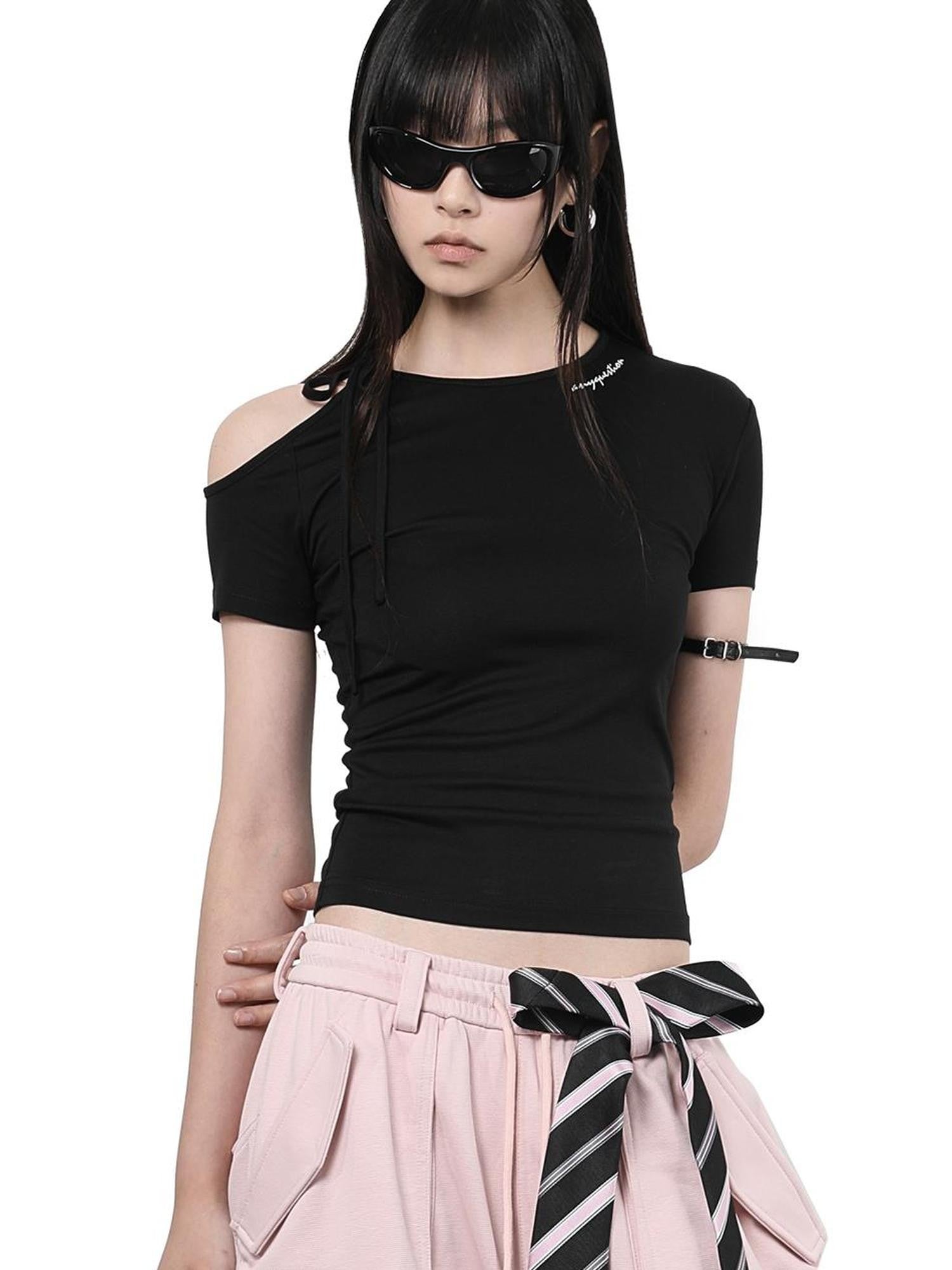 ANYQUESTION Black And White Tie Two Way Slim Women&