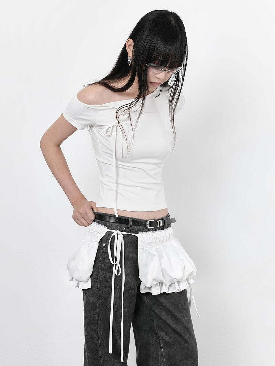 ANYQUESTION Black And White Tie Two Way Slim Women&