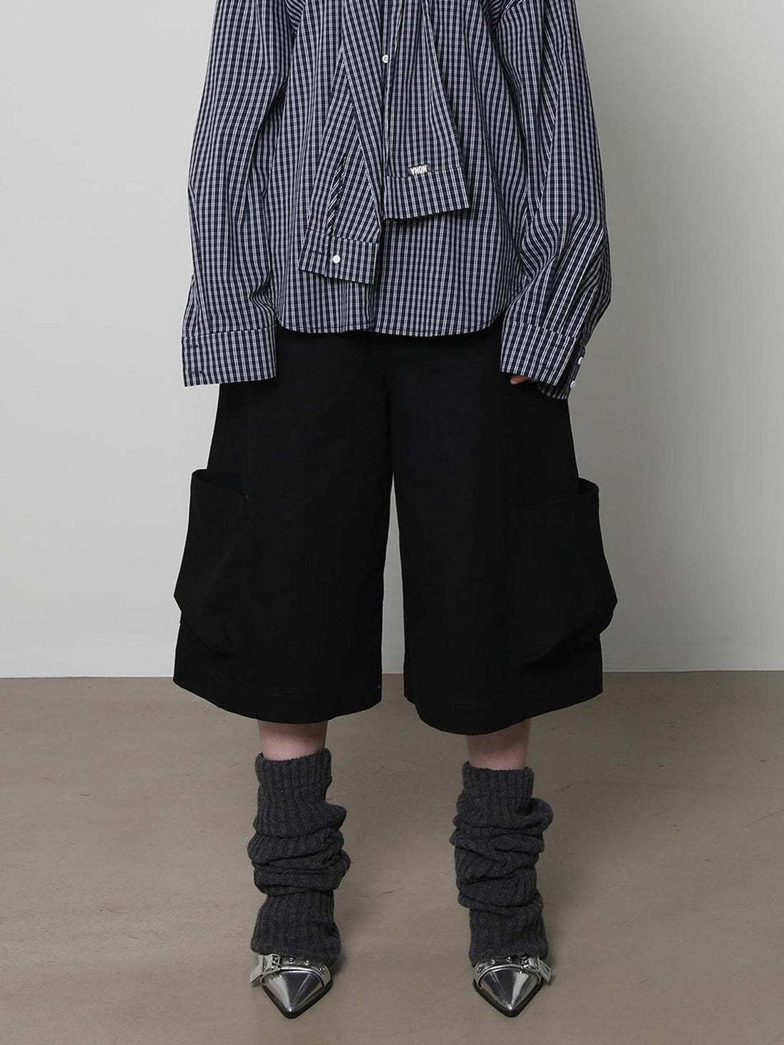 Black Cargo Pocket Low Waist Wide Leg Women&