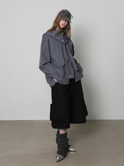 Black Cargo Pocket Low Waist Wide Leg Women&