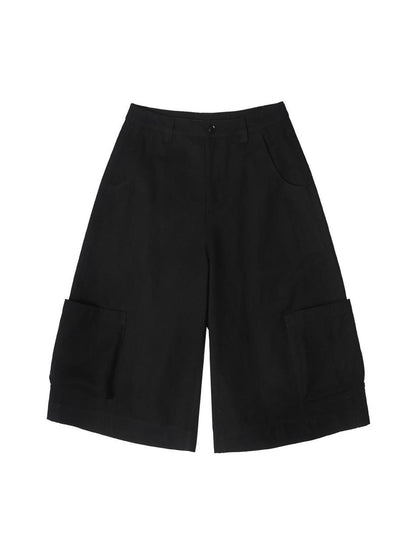 Black Cargo Pocket Low Waist Wide Leg Women&