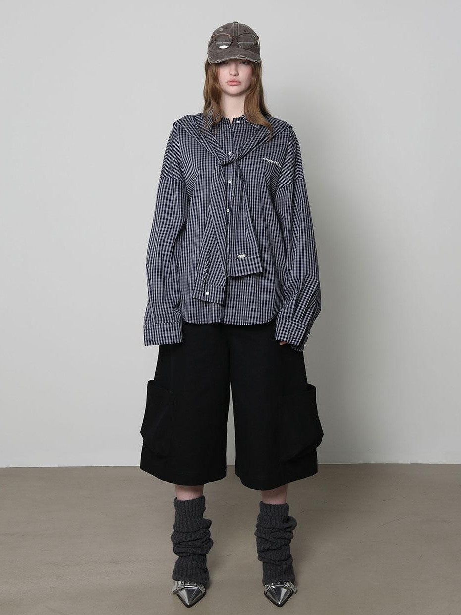 Black Cargo Pocket Low Waist Wide Leg Women&