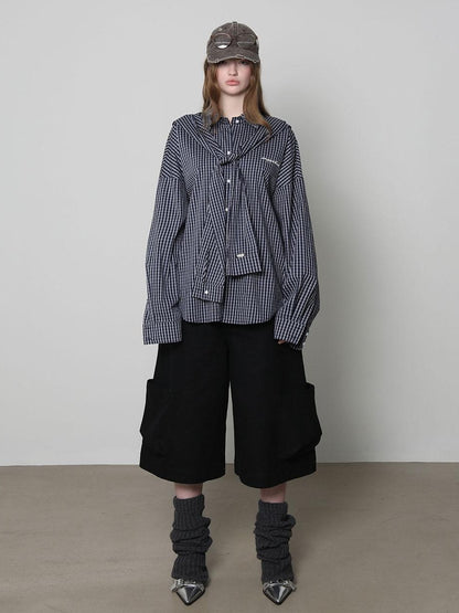 Black Cargo Pocket Low Waist Wide Leg Women&