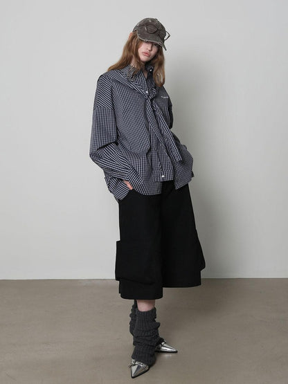 Black Cargo Pocket Low Waist Wide Leg Women&