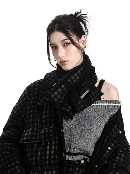ANYQUESTION Black Dark Grid Pattern Women&