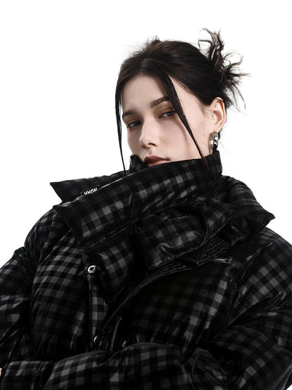 ANYQUESTION Black Dark Grid Pattern Women&
