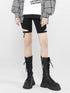 ANYQUESTION Black Deconstructed Cutout Stretch Slim Women&