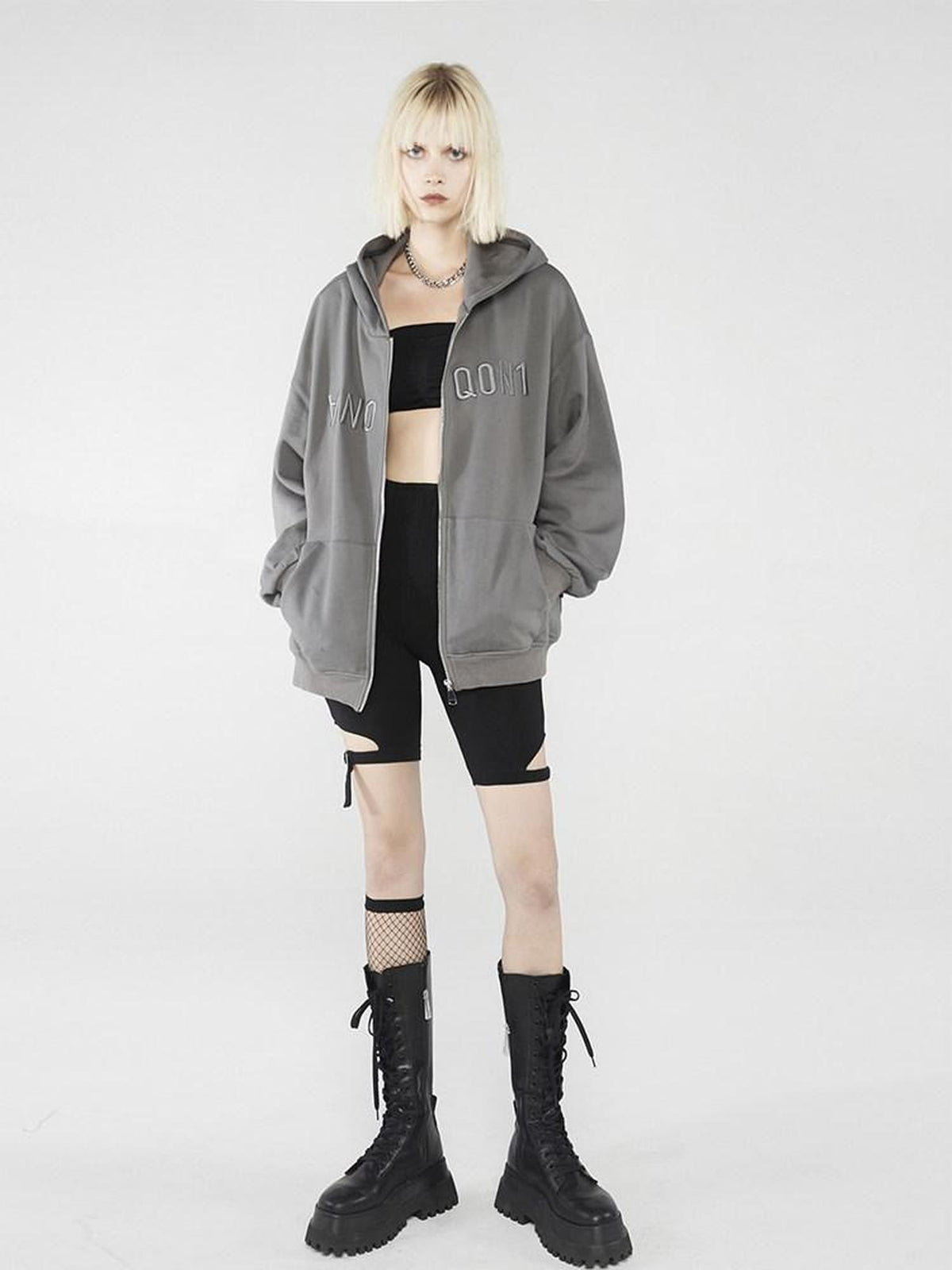 ANYQUESTION Black Deconstructed Cutout Stretch Slim Women&