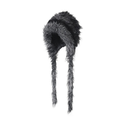 ANYQUESTION_Black_Gray_Long_Plush_Blended_Knitted_Ear_Flap_Women&
