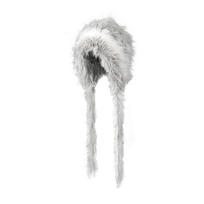 ANYQUESTION_Black_Gray_Long_Plush_Blended_Knitted_Ear_Flap_Women&