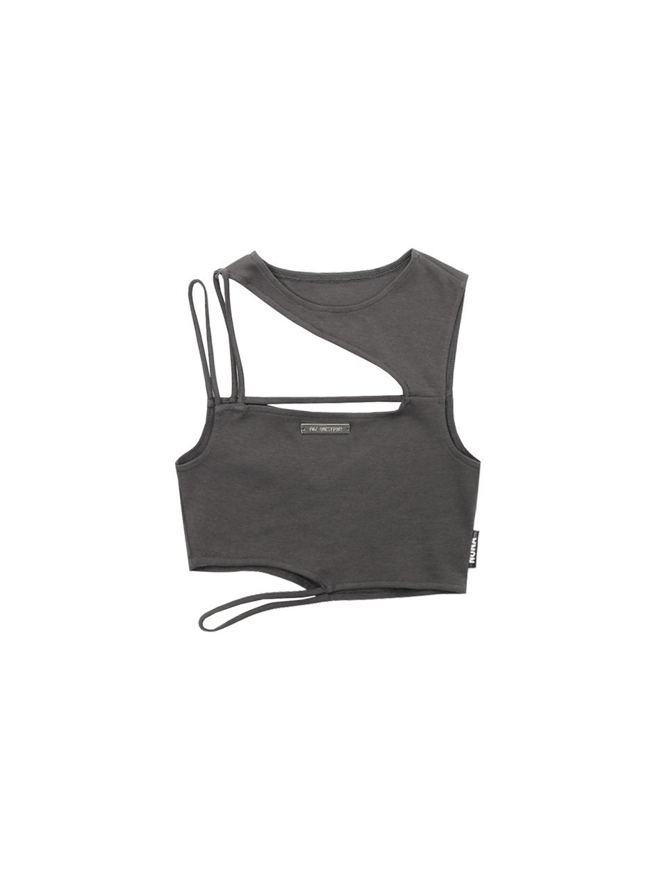 ANYQUESTION_Black_Grey_Deconstructed_Panel_Round_Neck_Thin_Strap_Fitted_Women&