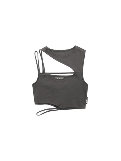 ANYQUESTION_Black_Grey_Deconstructed_Panel_Round_Neck_Thin_Strap_Fitted_Women&