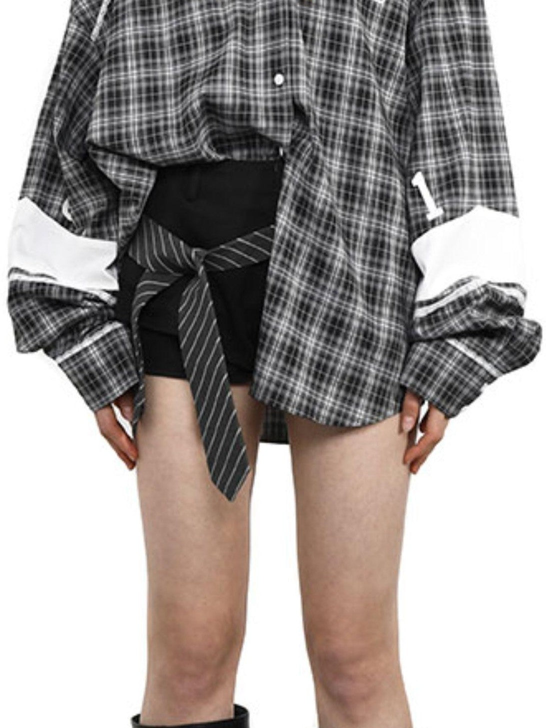 ANYQUESTION Black Grey Double Layer 3d Suit Women&