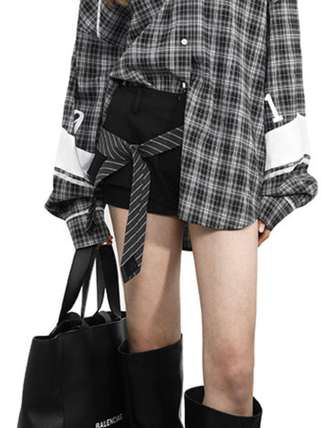 ANYQUESTION Black Grey Double Layer 3d Suit Women&