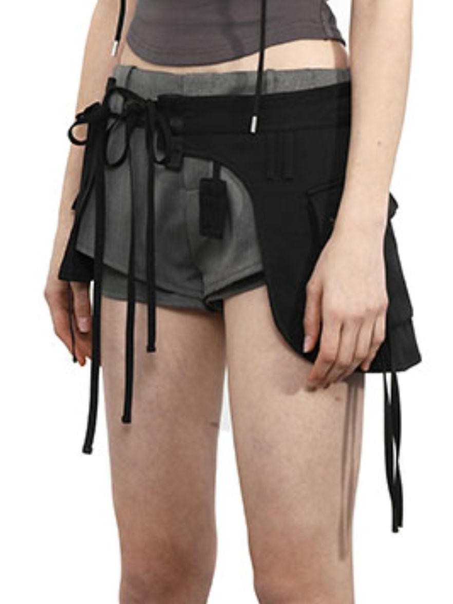 ANYQUESTION Black Grey Double Layer 3d Suit Women&