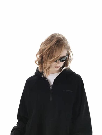 ANYQUESTION Black Grey Elastic Waist Patch Pocket Women&