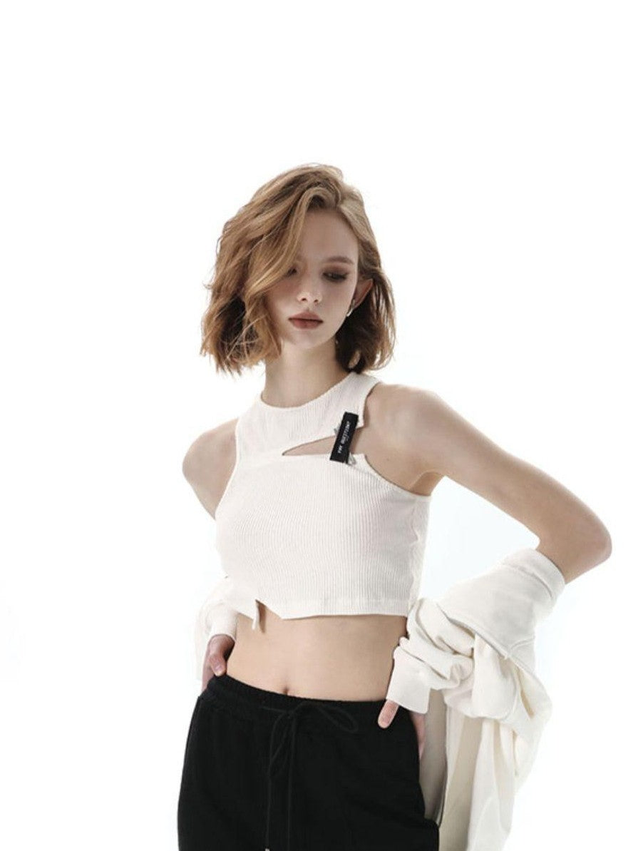ANYQUESTION Black Grey Elastic Waist Patch Pocket Women&