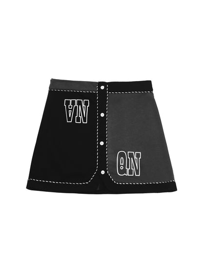 ANYQUESTION_Black_Grey_Print_V-neck_Button_Long_Sleeve_Women&