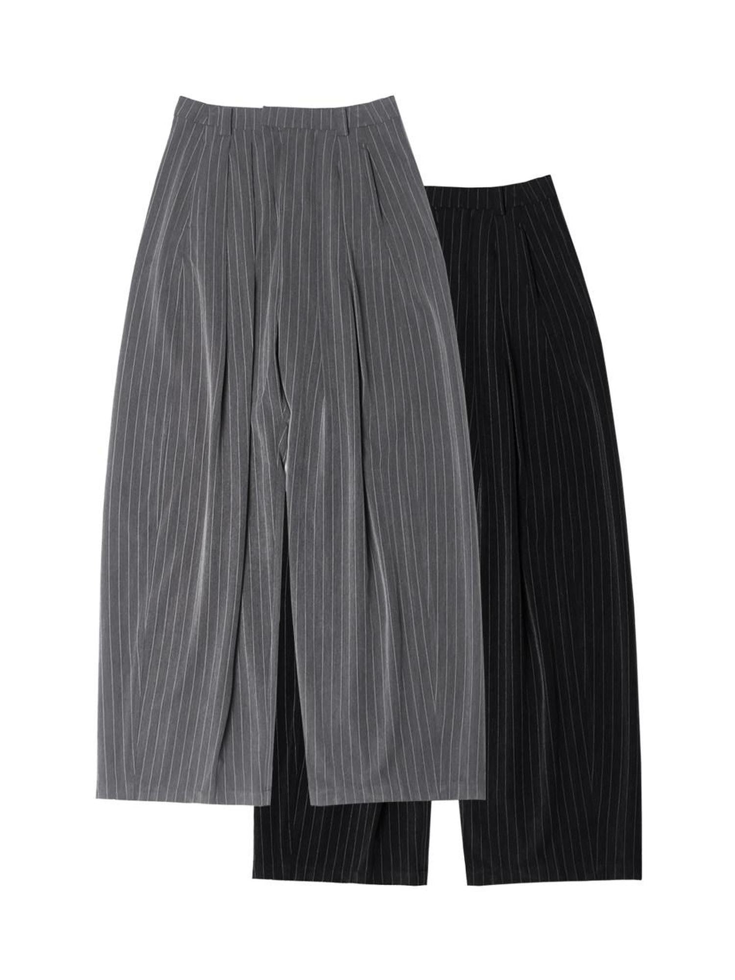 ANYQUESTION Black Grey Striped Lightweight Casual Women&