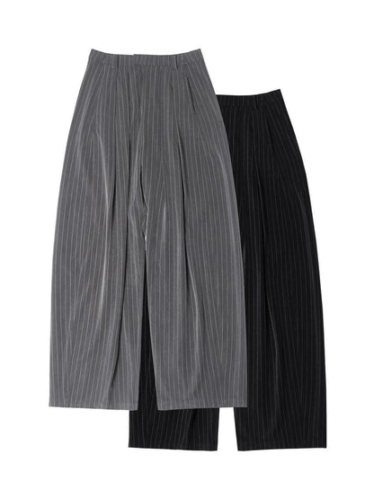 ANYQUESTION Black Grey Striped Lightweight Casual Women&