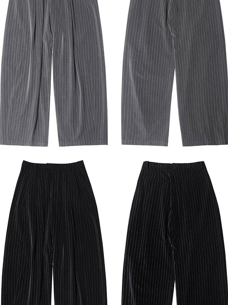 ANYQUESTION Black Grey Striped Lightweight Casual Women&