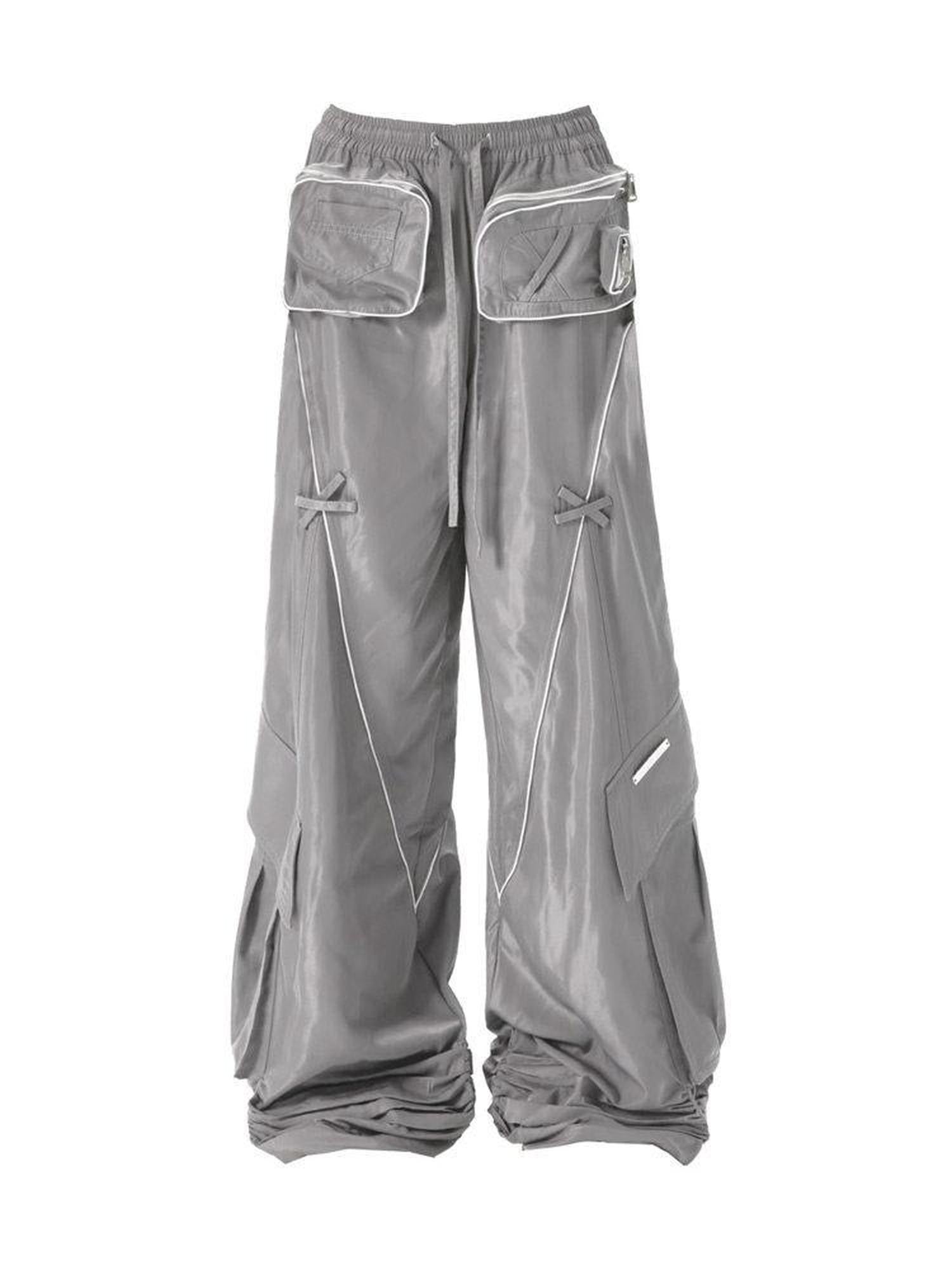 ANYQUESTION Black Grey Two Tone Functional Deconstructed 3d Pocket Women&