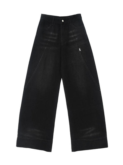 ANYQUESTION Black Heavy Wash Loose Low Rise Women&