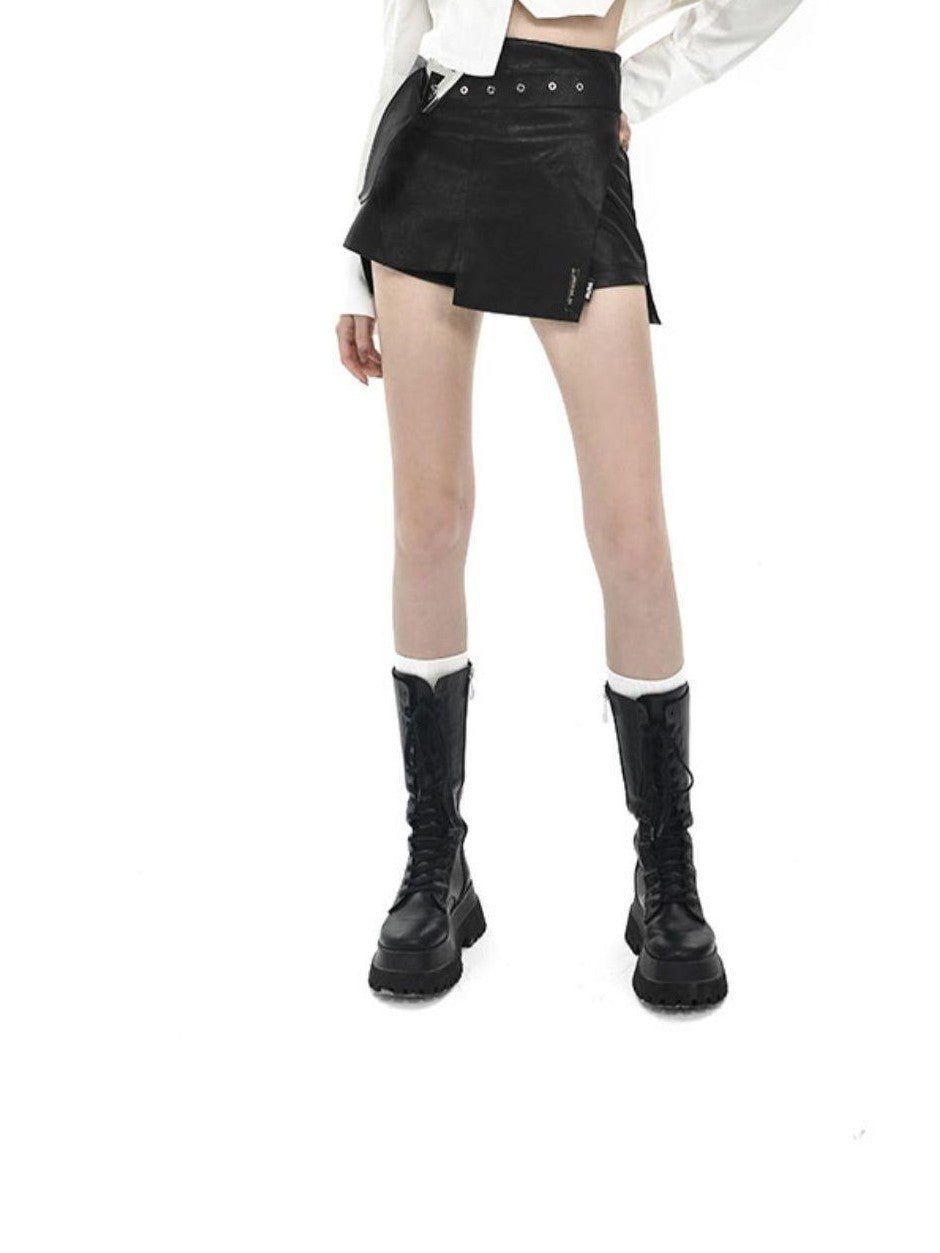 ANYQUESTION Black Irregular Deconstructed A Line Women&