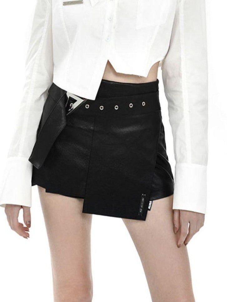 ANYQUESTION Black Irregular Deconstructed A Line Women&