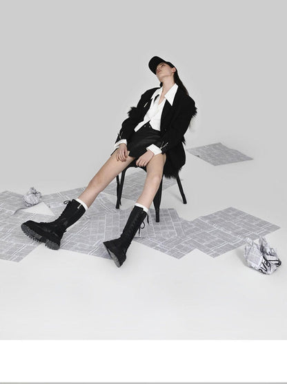 ANYQUESTION Black Irregular Deconstructed A Line Women&