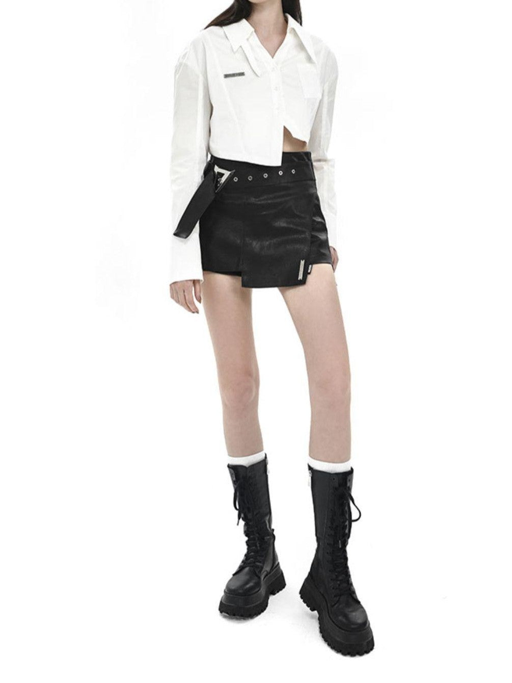 ANYQUESTION Black Irregular Deconstructed A Line Women&