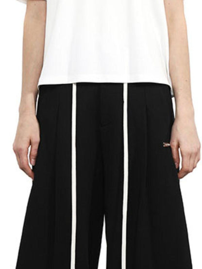 ANYQUESTION Black Letter Logo Print Street Straight Cut Women&