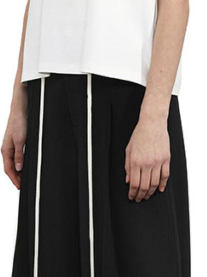 ANYQUESTION Black Letter Logo Print Street Straight Cut Women&