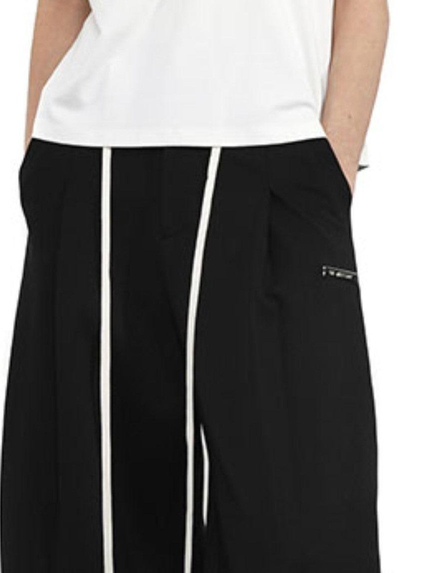 ANYQUESTION Black Letter Logo Print Street Straight Cut Women&