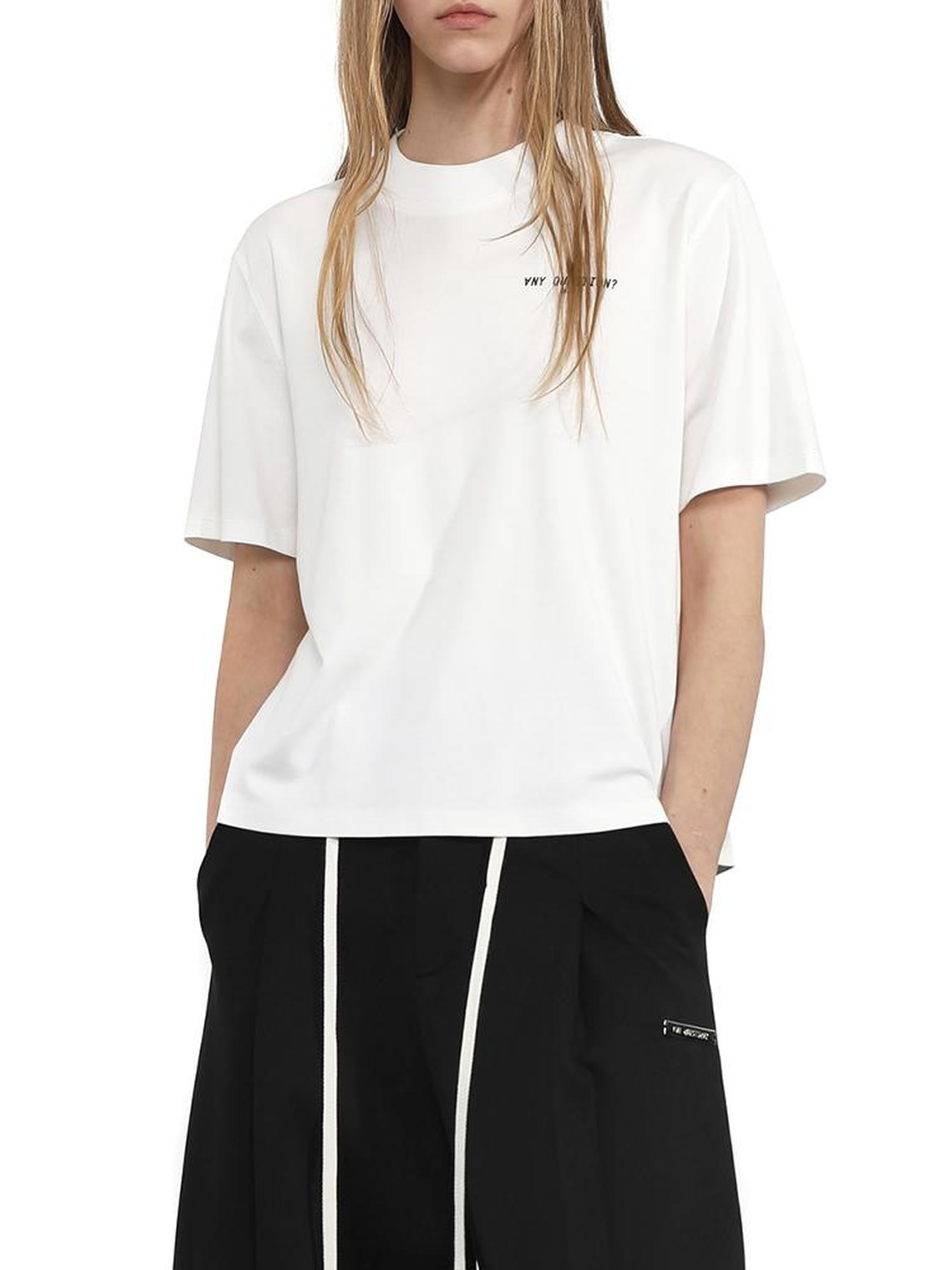 ANYQUESTION Black Letter Logo Print Street Straight Cut Women&